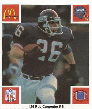 1986 McDonald's New York Giants #NNO Rob Carpenter Front