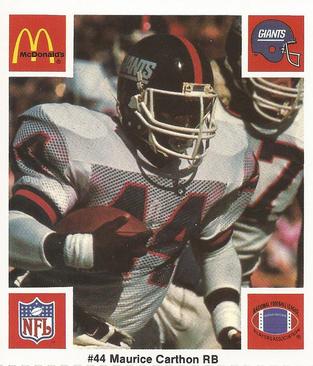 1986 McDonald's New York Giants #NNO Maurice Carthon Front