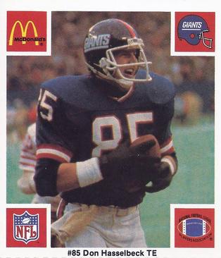 1986 McDonald's New York Giants #NNO Don Hasselbeck Front