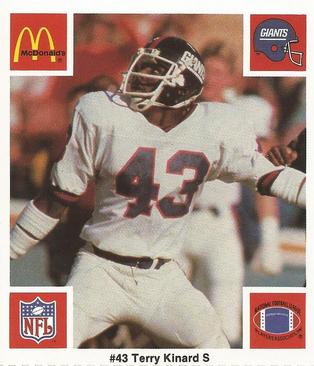 1986 McDonald's New York Giants #NNO Terry Kinard Front