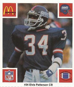 1986 McDonald's New York Giants #NNO Elvis Patterson Front