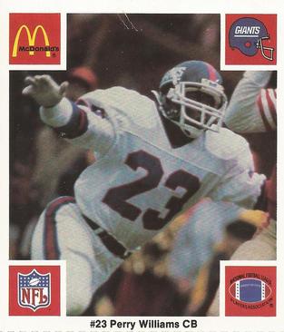 1986 McDonald's New York Giants #NNO Perry Williams Front