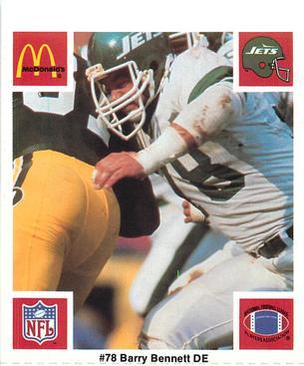 1986 McDonald's New York Jets #NNO Barry Bennett Front