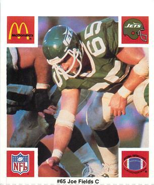 1986 McDonald's New York Jets #NNO Joe Fields Front