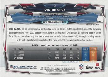 2014 Topps #2 Victor Cruz Back