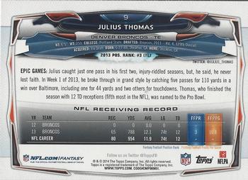 2014 Topps #9 Julius Thomas Back