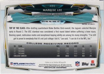 2014 Topps #431 Marqise Lee Back