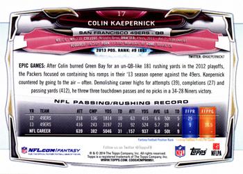 2014 Topps #17 Colin Kaepernick Back