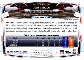 2014 Topps #39 Josh Gordon Back