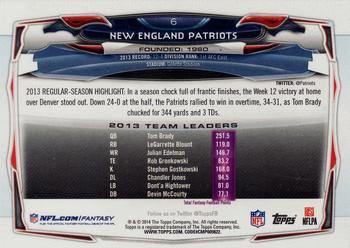 2014 Topps #6 New England Patriots Back