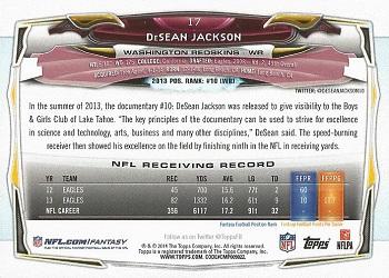 2014 Topps #17 DeSean Jackson Back