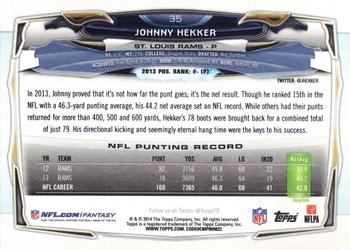 2014 Topps #35 Johnny Hekker Back