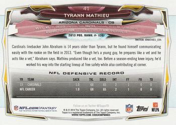 2014 Topps #41 Tyrann Mathieu Back