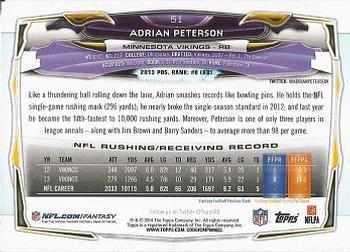 2014 Topps #51 Adrian Peterson Back