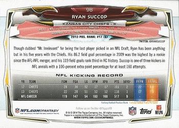 2014 Topps #98 Ryan Succop Back