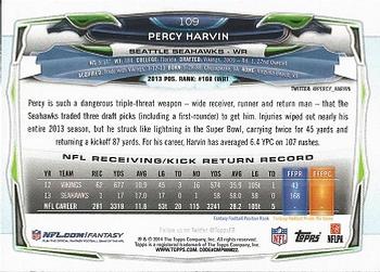 2014 Topps #109 Percy Harvin Back
