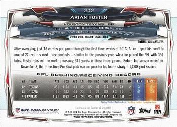 2014 Topps #242 Arian Foster Back