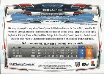 2014 Topps #265 Fred Jackson Back