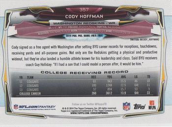 2014 Topps #357 Cody Hoffman Back
