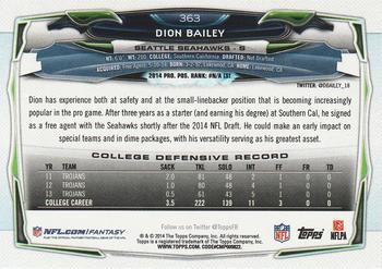 2014 Topps #363 Dion Bailey Back