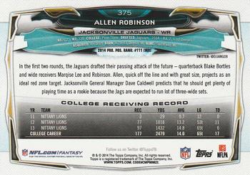 2014 Topps #375 Allen Robinson Back