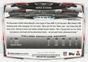 2014 Topps #387 Mike Evans Back