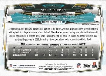 2014 Topps #392 Storm Johnson Back