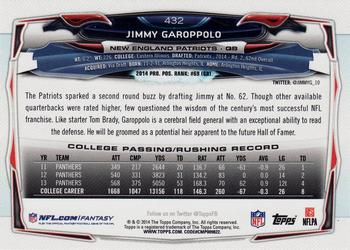 2014 Topps #432 Jimmy Garoppolo Back