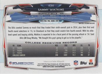2014 Topps #434 Sammy Watkins Back