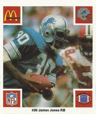1986 McDonald's Detroit Lions #NNO James Jones Front