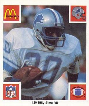 1986 McDonald's Detroit Lions #NNO Billy Sims Front