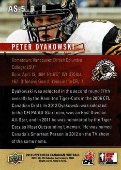 2013 Upper Deck CFLPA All-Stars #AS-5 Peter Dyakowski Back