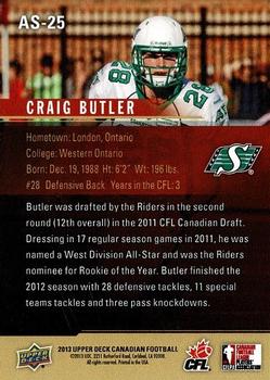 2013 Upper Deck CFLPA All-Stars #AS-25 Craig Butler Back