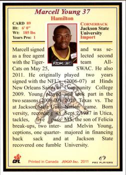 2011 JOGO #89 Marcell Young Back