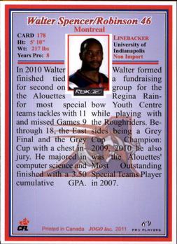 2011 JOGO #178 Walter Spencer Back