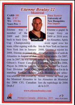 2011 JOGO #181 Etienne Boulay Back
