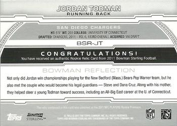 2011 Bowman Sterling - Relic #BSR-JT Jordan Todman Back