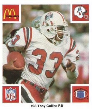 1986 McDonald's New England Patriots #NNO Tony Collins Front