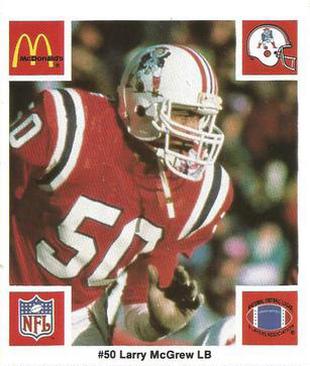 1986 McDonald's New England Patriots #NNO Larry McGrew Front