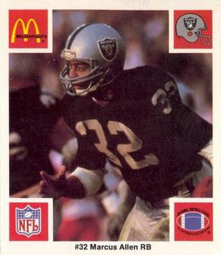 1986 McDonald's Los Angeles Raiders #NNO Marcus Allen Front