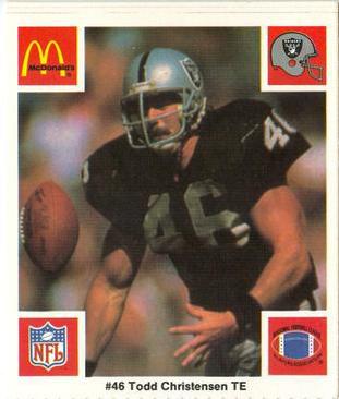 1986 McDonald's Los Angeles Raiders #NNO Todd Christensen Front