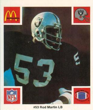 1986 McDonald's Los Angeles Raiders #NNO Rod Martin Front