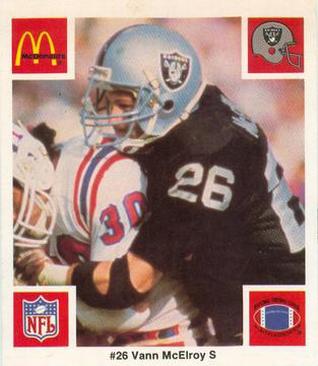 1986 McDonald's Los Angeles Raiders #NNO Vann McElroy Front