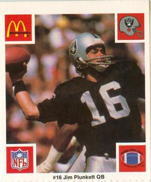 1986 McDonald's Los Angeles Raiders #NNO Jim Plunkett Front