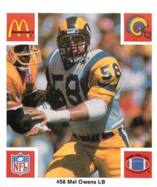 1986 McDonald's Los Angeles Rams #NNO Mel Owens Front