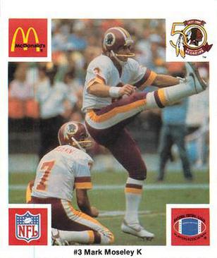 1986 McDonald's Washington Redskins #NNO Mark Moseley Front