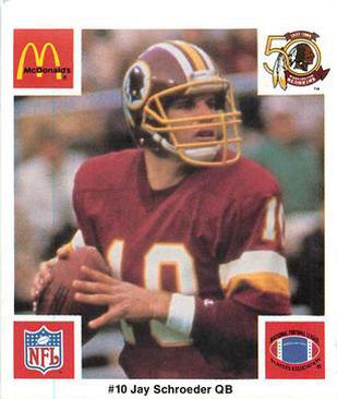 1986 McDonald's Washington Redskins #NNO Jay Schroeder Front