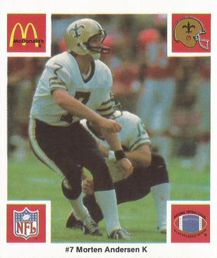 1986 McDonald's New Orleans Saints #NNO Morten Andersen Front