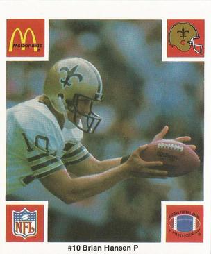 1986 McDonald's New Orleans Saints #NNO Brian Hansen Front