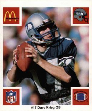 1986 McDonald's Seattle Seahawks #NNO Dave Krieg Front